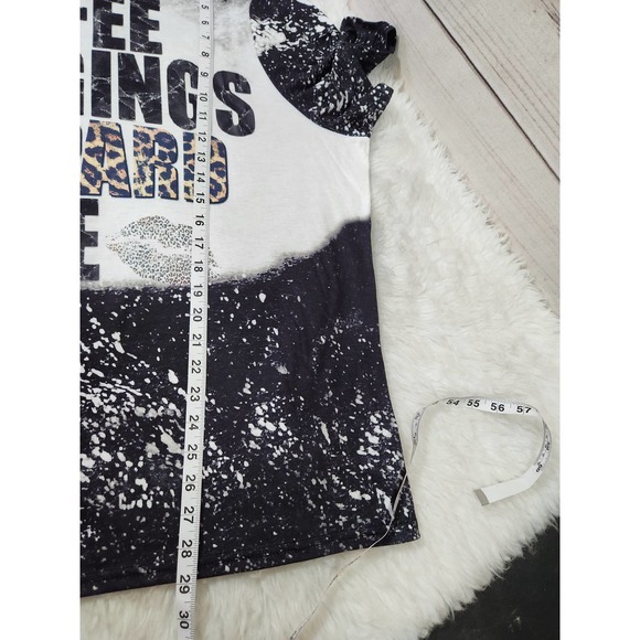 Shein Curve Coffee Lounge Women's Black White Tie Dye Graphic T- Shirts Size 4XL - Picture 6 of 6